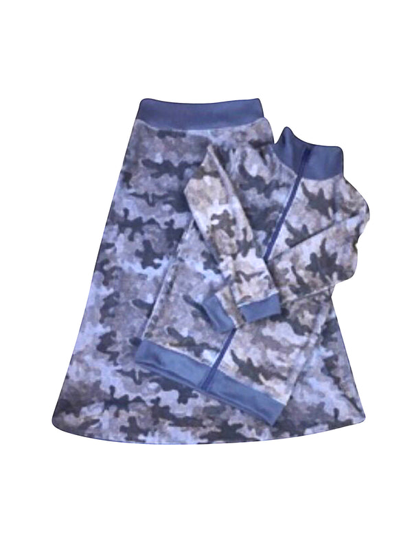 ByTheWai Girls Camo Terry Zip-Up - Tops