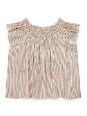 Bonton Perette Painted Stripe Cotton Blouse - Tops
