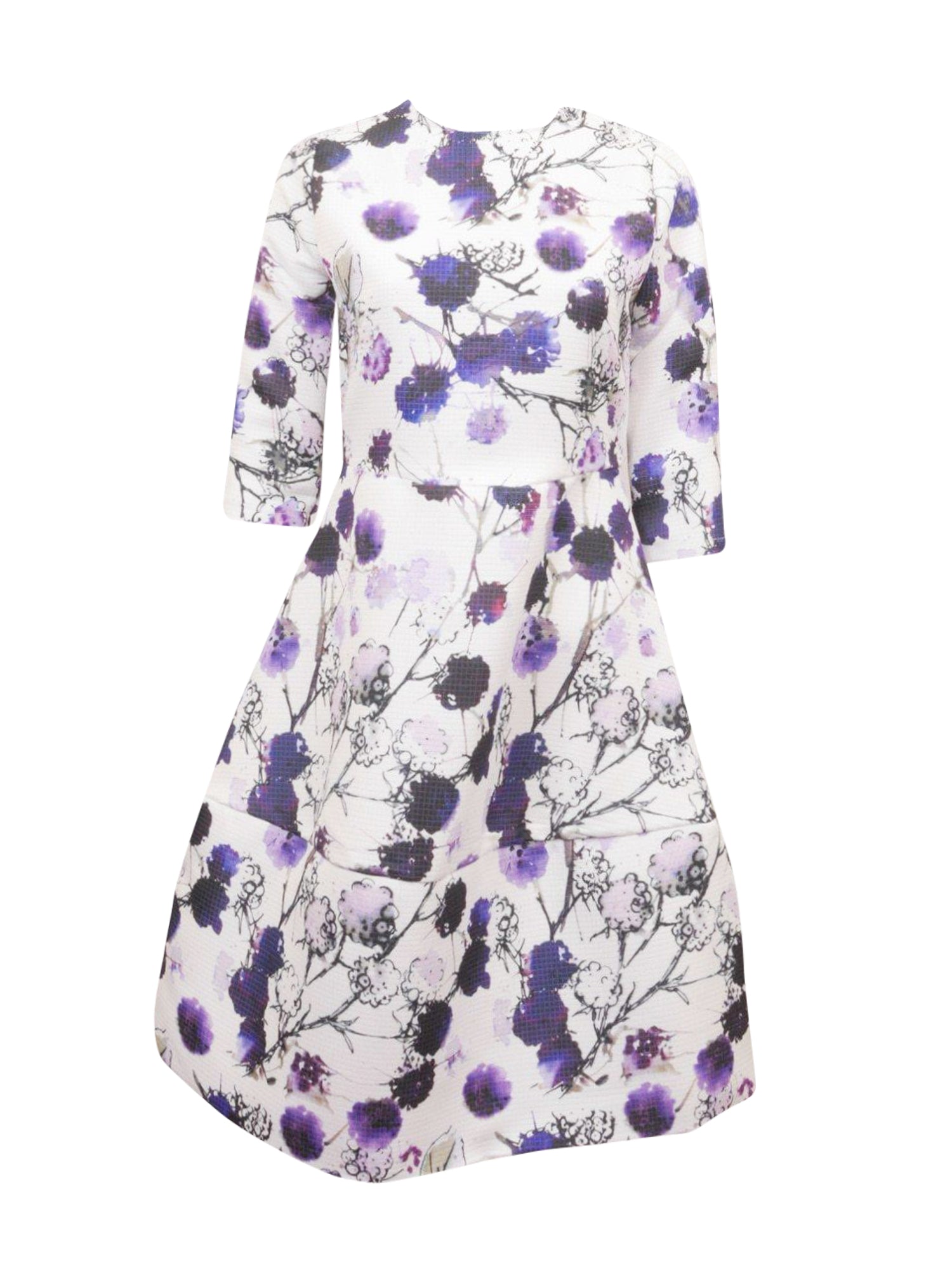 Ginger White and Purple Grid Dres vendor-unknown