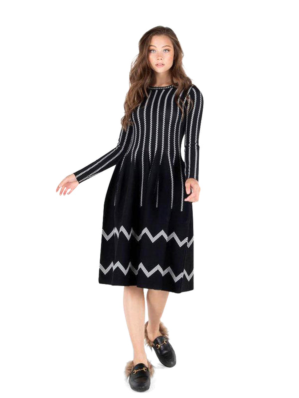 Ginger Knit Vertical Stripe Dress vendor-unknown