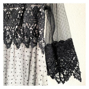 Ryu Black Lace Dress Sheer Sleeves - PinkOrchidFashion