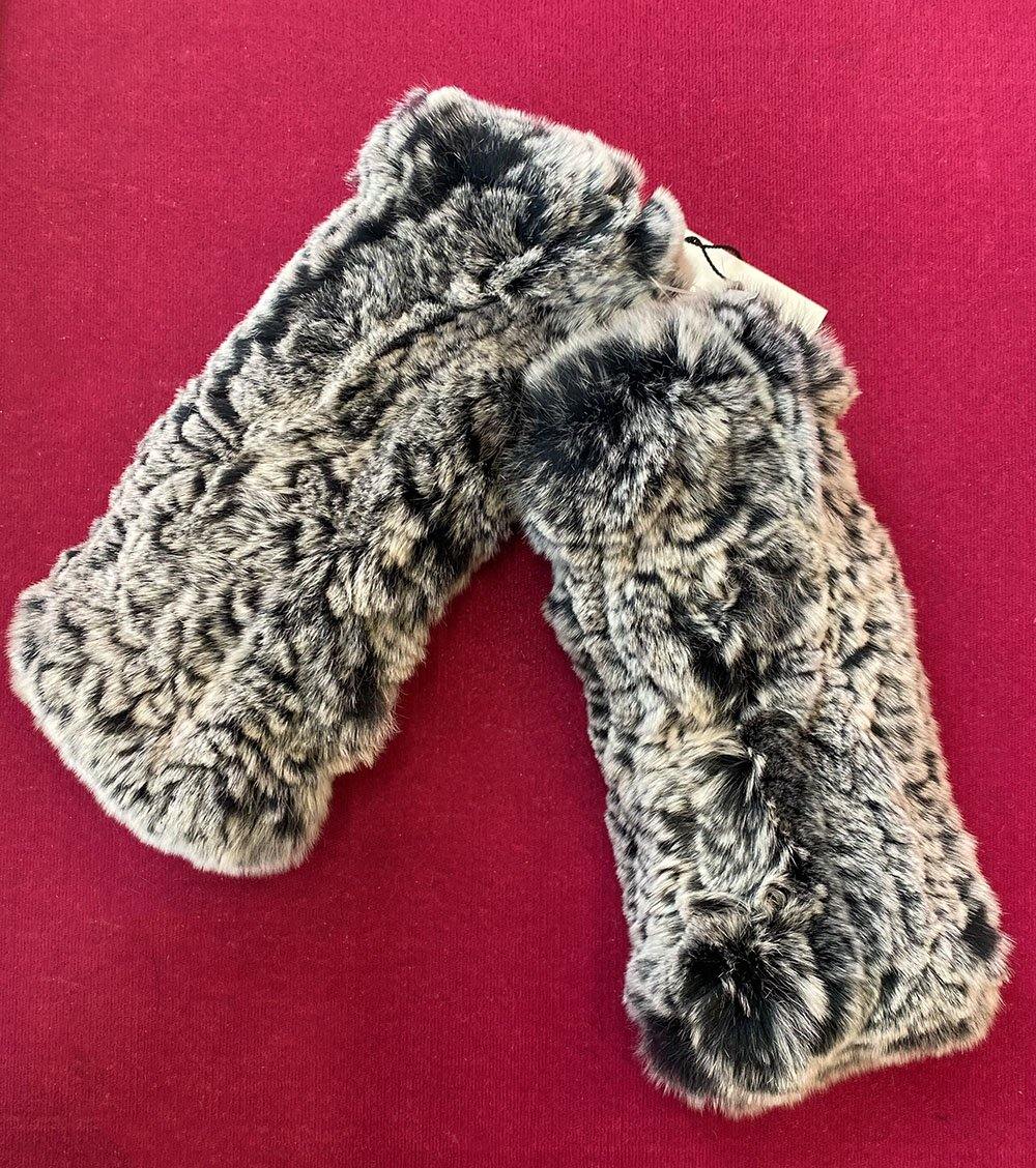Rabbit Fur Fingerless Gloves - Jewelry