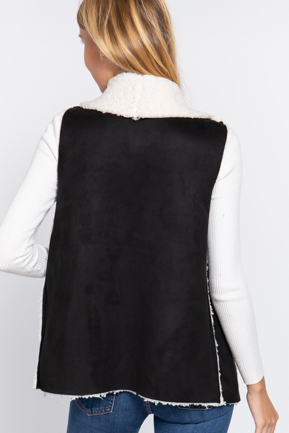 Reversible Shearling Suede & Faux Beckham Vest - Vests